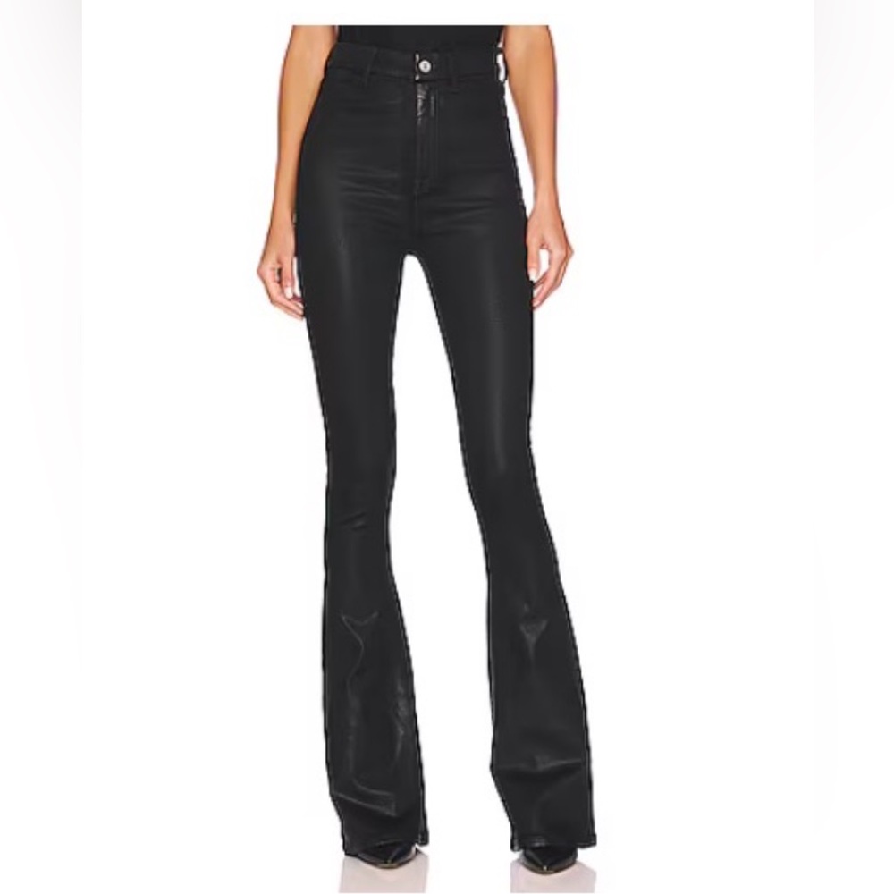 HIGH RISE BOOT CUT COATED BLACK JEAN BY 7 For All Mankind